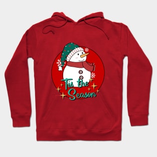 Cute Snowman waiting for Christmas in red circle Hoodie